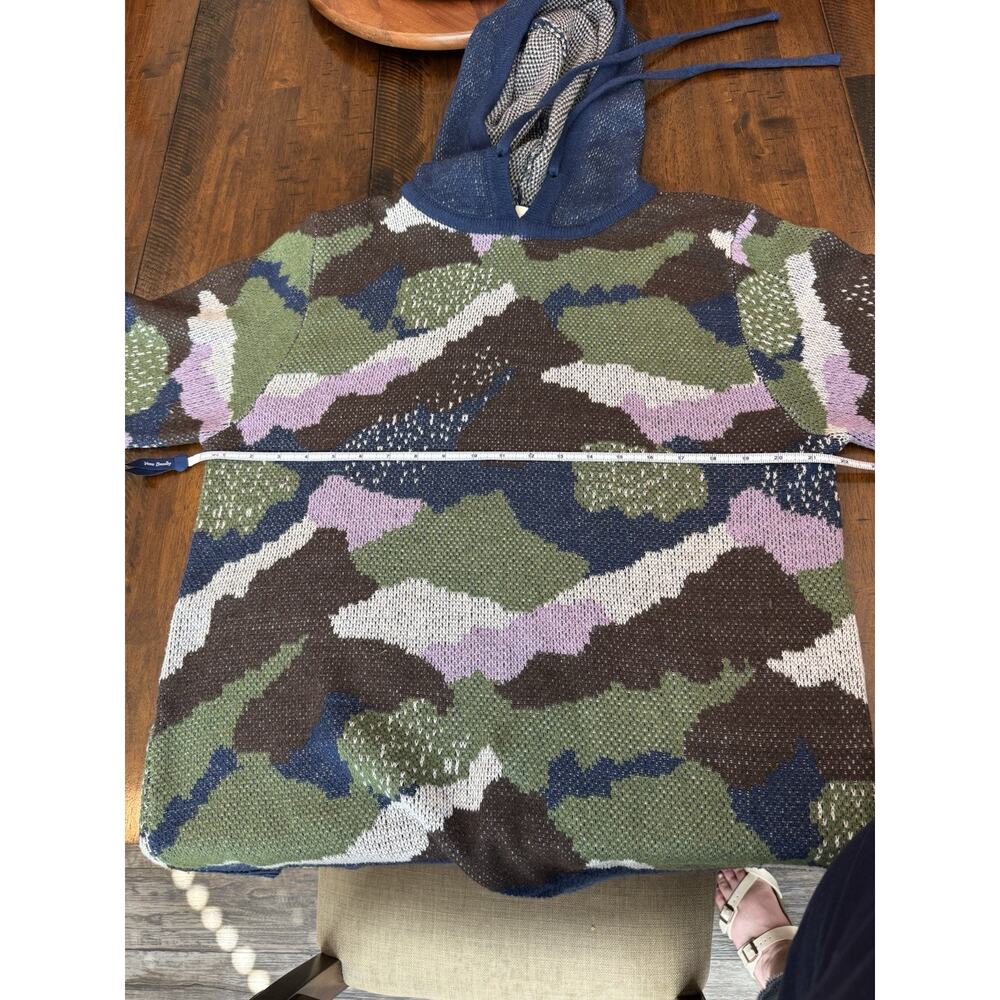 Oddi Camo Knit Hoodie Sweater Large Green Purple Navy Pullover Casual Streetwear - Picture 6 of 11